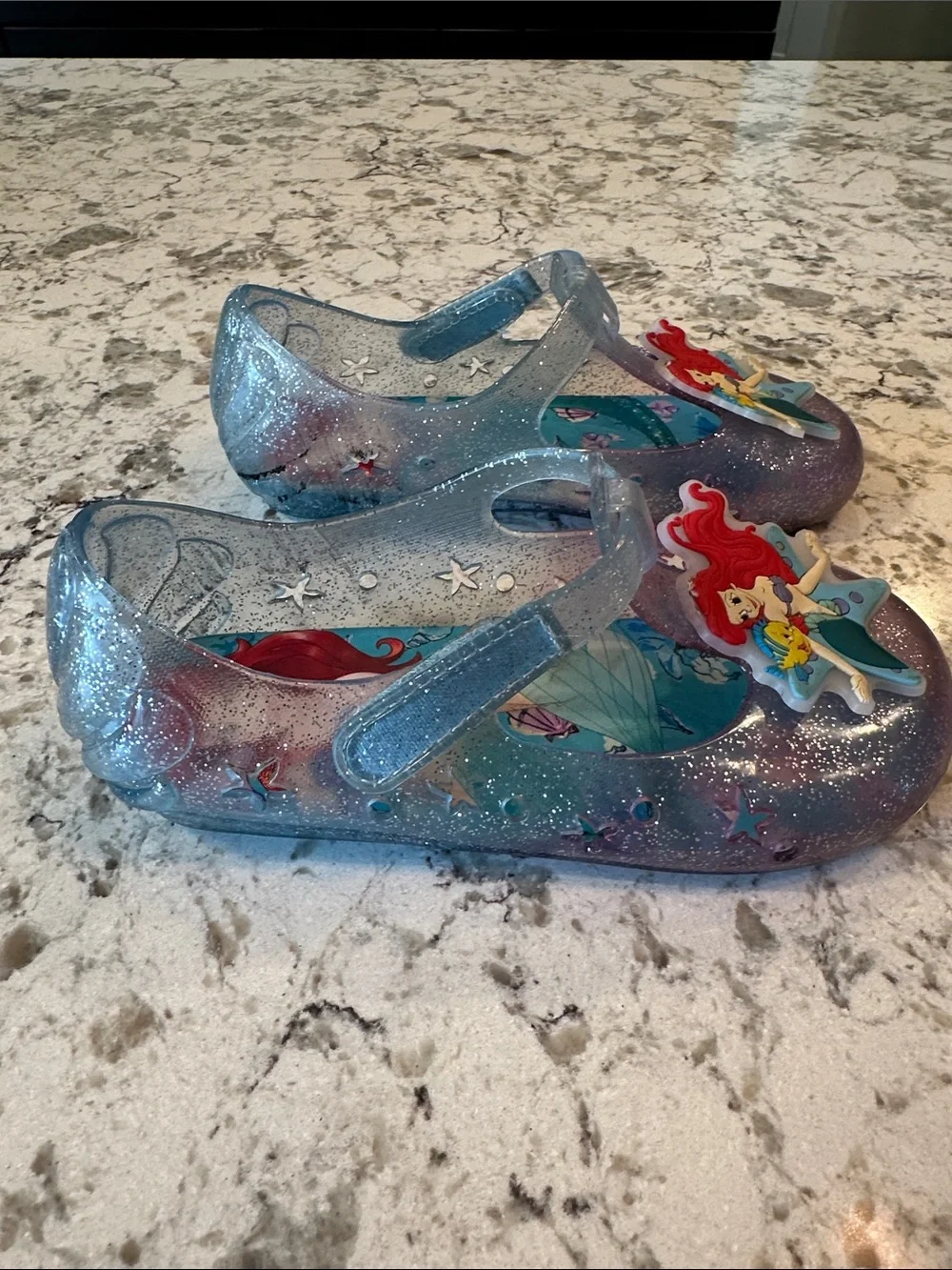 Disney Little Mermaid Jelly Sandals in Sparkle Purple and Teal. Size 10